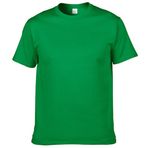 Ocean Plus Erkek Düz Pamuk Kısa Kollu Beyaz Tişört Streetwear Tee Siyah Gömlek Mürettebat Boyun Büyük Beden, İrlandalı yeşil, L