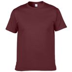 Ocean Plus Erkek Düz Pamuk Kısa Kollu Beyaz Tişört Streetwear Tee Siyah Gömlek Mürettebat Boyun Büyük Beden, kestane kahverengisi, XL