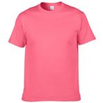 Ocean Plus Erkek Düz Pamuk Kısa Kollu Beyaz Tişört Streetwear Tee Siyah Gömlek Mürettebat Boyun Büyük Beden, neon pembe, L
