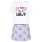 Ocean Plus Kadın Dijital Baskı Yazlık Kısa Kollu Pijama Gevşek Pijama İki Parçalı Takım Elbise Gece Şortları ve Tişört Setleri (L (TR), Mussels mermaid)