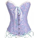 Ocean Plus Kadın Düz Renk Jakarlı Kısa Korse Şekillendirme İç Çamaşırı Dantel Nefes Alabilir Rahat Shapewear Straplez Gelinlik Korsaj (5XL (TR 46-48), Mavi)