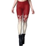 Ocean Plus Kadın Noel Eşofman Altı İmitasyon Payetler Dijital Baskı Çizgili Skinny Yoga Dış Tayt Pantolon, Kırmızı ve beyaz kar taneleri, XL