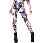 Ocean Plus Kadın Skinny pantolon kamuflaj dijital baskı tayt spor yıldız çizgili baskılı yoga pantolonu rahat ince tayt, Beyaz başlı kartal, S