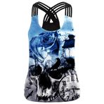 Ocean Plus Kadın yaz kolsuz Strappy X- Back Tank Top Criss Cross yelek tişört tişört, Kafatası Saat, M