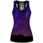 Ocean Plus Kadınlar için yazlık gotik üst, Criss Cross Racerback spor kolsuz askılı atlet klasik etek yelek, Lila Galaxie, XXL
