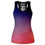 Ocean Plus Kadınlar için yazlık gotik üst, Criss Cross Racerback spor kolsuz askılı atlet klasik etek yelek, Lila Kırmızı Galaxie, L