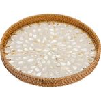 Ocean Point 2'li Set, El Yapımı Rattan Tepsi Seti, Sedef Kakmalı, Doğal Ahşap, Lüks Sunum ve Dekorasyon Tepsisi - 2 Adet