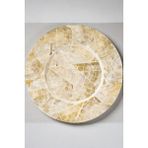 Ocean Point Mozaik Kaplama Yuvarlak Supla 30 Cm, Masa Sunum Tabağı, Dekoratif Servis Tabağı, Masa Sunum Altlığı - 30 x 30 cm - Bej
