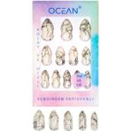 Ocean Tak ve Çık Kendinden Yapışkanlı Desenli Takma Tırnak - Beyaz