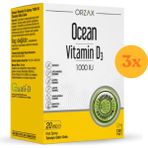 Ocean Vitamin D3 1000 IU 20 ml Sprey - 3 Adet (Toplam 60 ml) - Dezenfektan Hediyeli (%72 Alkol)