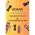 Ocean Volkanik Yüz Taşı + Makyaj Fırçası No:965 | Cilt Yağı Emilimi & Pürüzsüz Makyaj Seti