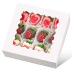 Ocmoiy Pencereli 20'li Paket Fırın Kutuları, 20 x 8 x 2,5 İnç Otomatik Açılır Pasta Kutuları, Çikolata Kaplı Çilekler, Kakao Bombaları, Çörekler, Kekler, Hamur İşleri için Beyaz Kurabiye İkram