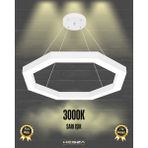 Octagon (Beyaz Kasa, Sarı Işık) Ledli Modern Sarkıt Linear LED Avize Salon Mutfak Oturma Odası Yatak Odası Antre Hol LED