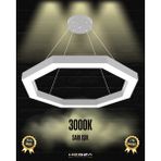 Octagon (Gri Kasa, Sarı Işık) Ledli Modern Sarkıt Linear LED Avize Salon Mutfak Oturma Odası Yatak Odası Antre Hol LED