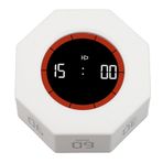 Octagon Pomodoro Zamanlayıcı, Masa Verimlilik Zamanlayıcı Küpü, Sekizgen Yerçekimi Flip Focus Ile Dönen Altıgen Flip Saat, 1/3/5/15/30/60/90 Dk Ve Özel Geri Sayım (WHITE)