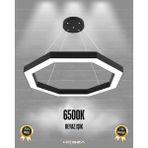 Octagon (Siyah Kasa, Beyaz Işık) Ledli Modern Sarkıt Linear LED Avize Salon Mutfak Oturma Odası Yatak Odası Antre Hol LED