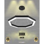 Octagon (Siyah Kasa, Sarı Işık) Ledli Modern Sarkıt Linear LED Avize Salon Mutfak Oturma Odası Yatak Odası Antre Hol LED