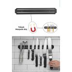 Octopus Bazaar 55 cm Mıknatıslı Duvar Bıçak Askısı Standı Güçlü Mıknatıs Bıçaklık Alet Edavat Organizer - Siyah