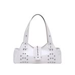 Ocuuer ABERARM ÇANTASI PU deri trend askılı çanta kadınlar için perçinler Punk debriyaj cüzdan Hobo cüzdan iş seyahatleri için alışveriş, Beyaz, 335 x 110 x 170 mm.