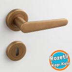 Oda Kapı Kolu Daire Rozetli Antik Sarı Sürgülü ve Çelik Kapı Kulpu Uyumlu Sağ Sol Uygun Kolları - 1 Adet