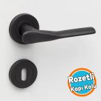 Oda Kapı Kolu Mat Siyah Daire Rozetli Sürgülü Ve Çelik Kapı Kulpu Uyumlu Sağ Sol Uygun Kolları