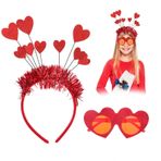 ODDerZZii Kalp şeklinde taç, kırmızı, Amor taç, kalp şeklinde gözlük, kırmızı, kalp şeklinde taç, kalp şeklinde taç, kırmızı, Amor taç, bayan, kalp kostümü, parti aksesuarı, sevgililer günü için