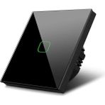 Oddity Tekli Dokunmatik Işık Anahtarı Siyah Cam Panel Nötrsüz 1 Way Akıllı Elektrik Anahtarı SK-A801-01