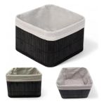 Odea Çok Amaçlı Bambu Saklama Kutusu - Kare Organizer, 20X20X13 Cm, Siyah
