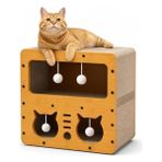Odea Kedi Tırmalama Evi, Ahşap ve Peluş, 45X28X51 cm
