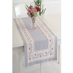 Ödel Home 50x130 cm Gri Buldan Kumaşı Çiçekli İpek İşlemeli Runner