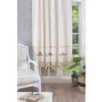 Ödel Home Ajurlu El İşi Dantelli Yaprak Nakışlı Fon Perde Naturel 160 x 180