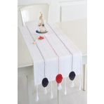 Ödel Home Beyaz Ajurlu İşlemeli Motifli Runner Lacivert 50 x 130