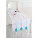 ÖDEL HOME Beyaz Ajurlu İşlemeli Motifli Runner Turkuaz 50 x 130
