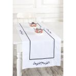 Ödel Home Beyaz Buldan Keteni Lacivert Biyeli Zarif İşlemeli 50x130 cm Runner - 50 x 130 cm