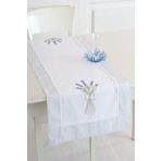 Ödel Home Bordürlü Lavanta İşlemeli Runner Gri 50 x 130