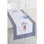 Ödel Home Bordürlü Lavanta İşlemeli Runner Lacivert 50 x 130