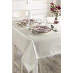 Ödel Home Buldan İpeği Dantel Kenarlı Masa Örtüsü Naturel 140 x 240