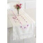 Ödel Home Buldan İpeği Dantelli İşlemeli Runner Pembe 50 x 130