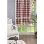 Ödel Home Buldan Keteni Ara Dantelli Ekose Desenli Ponpon Detaylı Fon Perde Bordo 150 x 180