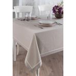 Ödel Home Buldan Keteni Biyeli Masa Örtüsü - 140 x 240 cm - Sütlü Kahve