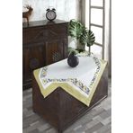 Ödel Home Buldan Keteni Bordürlü Taş Baskılı Etnik Desenli Masa Örtüsü Fıstık Yeşili 90 x 90