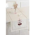ÖDEL HOME Buldan Keteni Çiçek İşlemeli Runner Pudra 50 x 130
