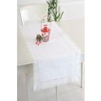 Ödel Home Buldan Keteni Dantelli İplik İşlemeli Runner Beyaz 50 x 130