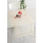Ödel Home Buldan Keteni Dantelli İplik İşlemeli Runner Naturel 50 x 130