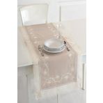 Ödel Home Buldan Keteni Dantelli İplik İşlemeli Runner Sütlü Kahverengi 50 x 130