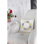 Ödel Home Buldan Keteni Etnik Desenli Taş Baskılı Biyeli Kırlent - 40 x 40 cm - Fıstık Yeşili
