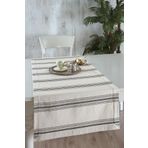 Ödel Home Buldan Kumaşı Çizgili Runner Naturel - Siyah 50 x 130