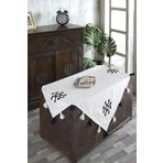 Ödel Home Buldan Kumaşı Nakışlı Ponpon Detaylı Masa Örtüsü Naturel 90 x 90