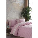 Ödel Home Çiçek Desenli Dantelli İşlemeli Nevresim Takımı Pembe 160 x 220