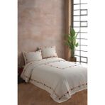 Ödel Home Çiçek Desenli El Işi Işlemeli Yatak Örtüsü - 250 x 250 cm - Ekru